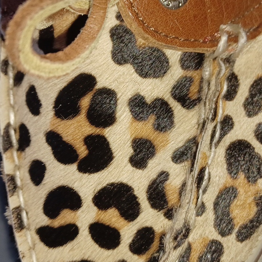 Authentic Sperry top sidereal original calf hair leopard print boat shoe - Picture 2 of 6